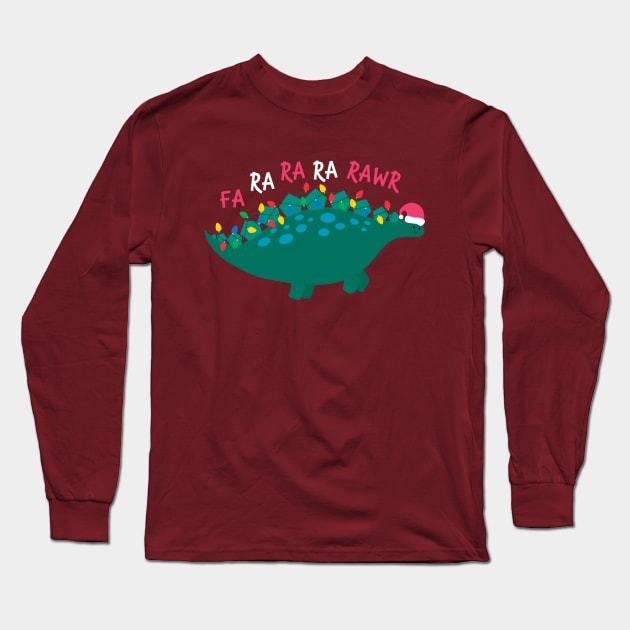 Christmas Dinosaur Sings Long Sleeve T-Shirt by awesomesaucebysandy